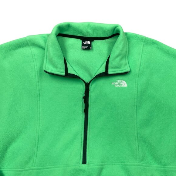 The North Face Neon Green Fleece Pullover Jacket Sweater Zip Pockets Men's XL - Picture 4 of 14